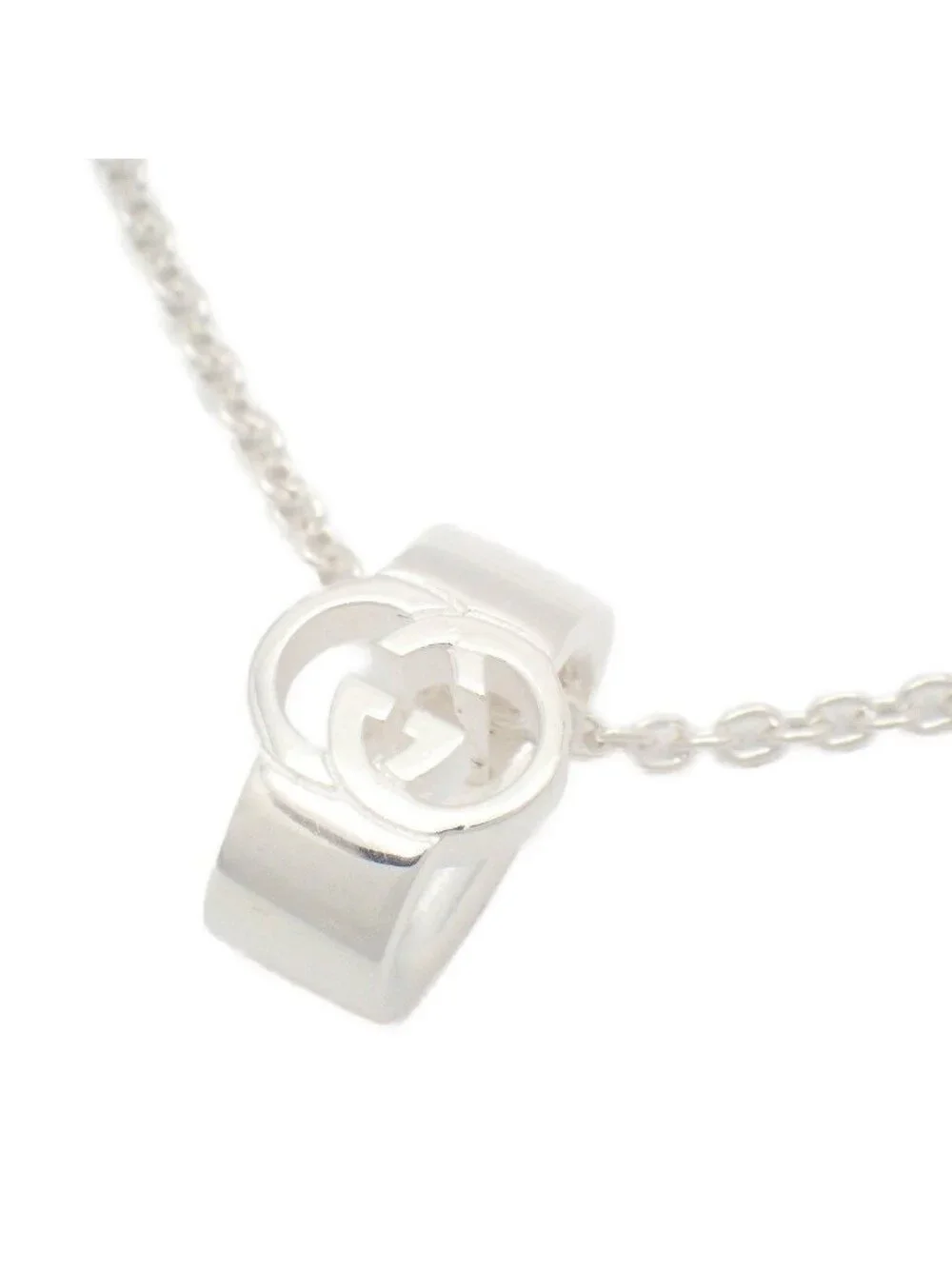 Gucci Interlocking Cutout Necklace 925 Sterling Silver